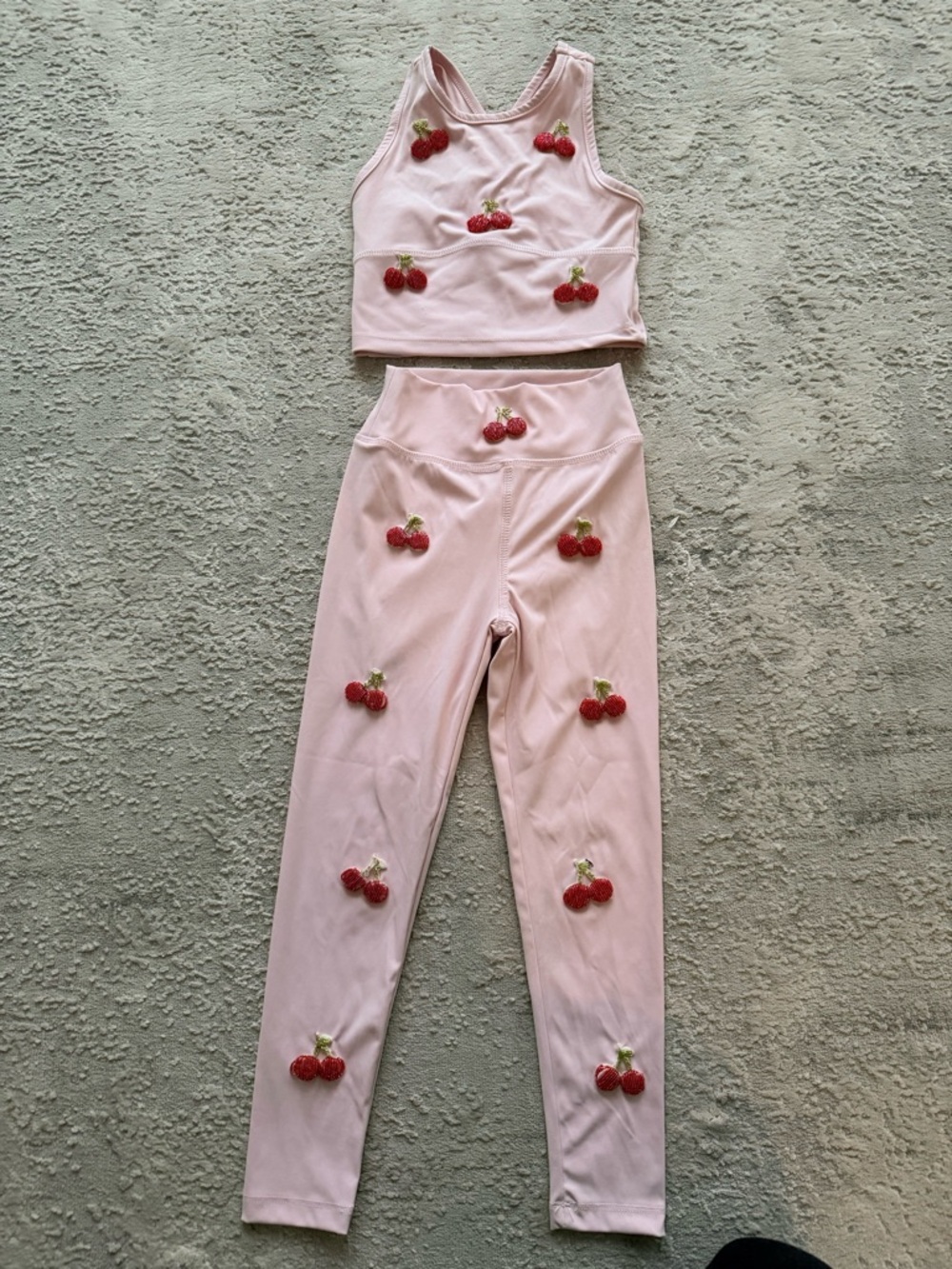 Lola + The Boys Pink Cherry Embroidered Tank and Legging Set